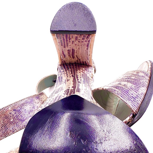 Gucci Vintage Python Ankle Strap Block High Heels SZ 7 - Picture 10 of 15